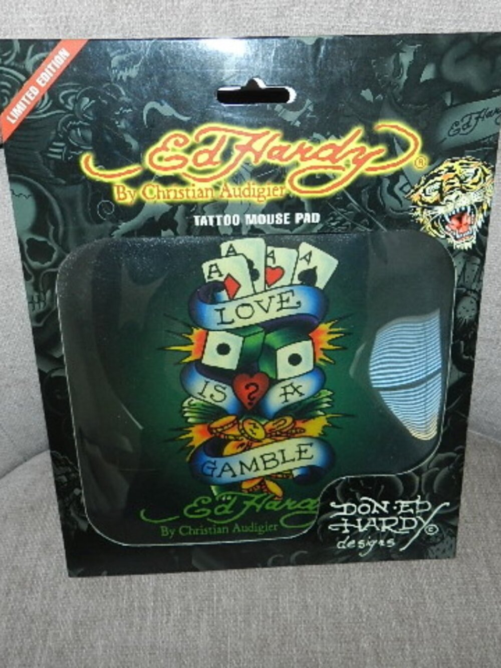 ED HARDY By Christian Audigier Ltd Edition Love Is A Gamble Tattoo Mouse Pad NEW